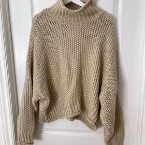 H&M taupe knit turtleneck sweater